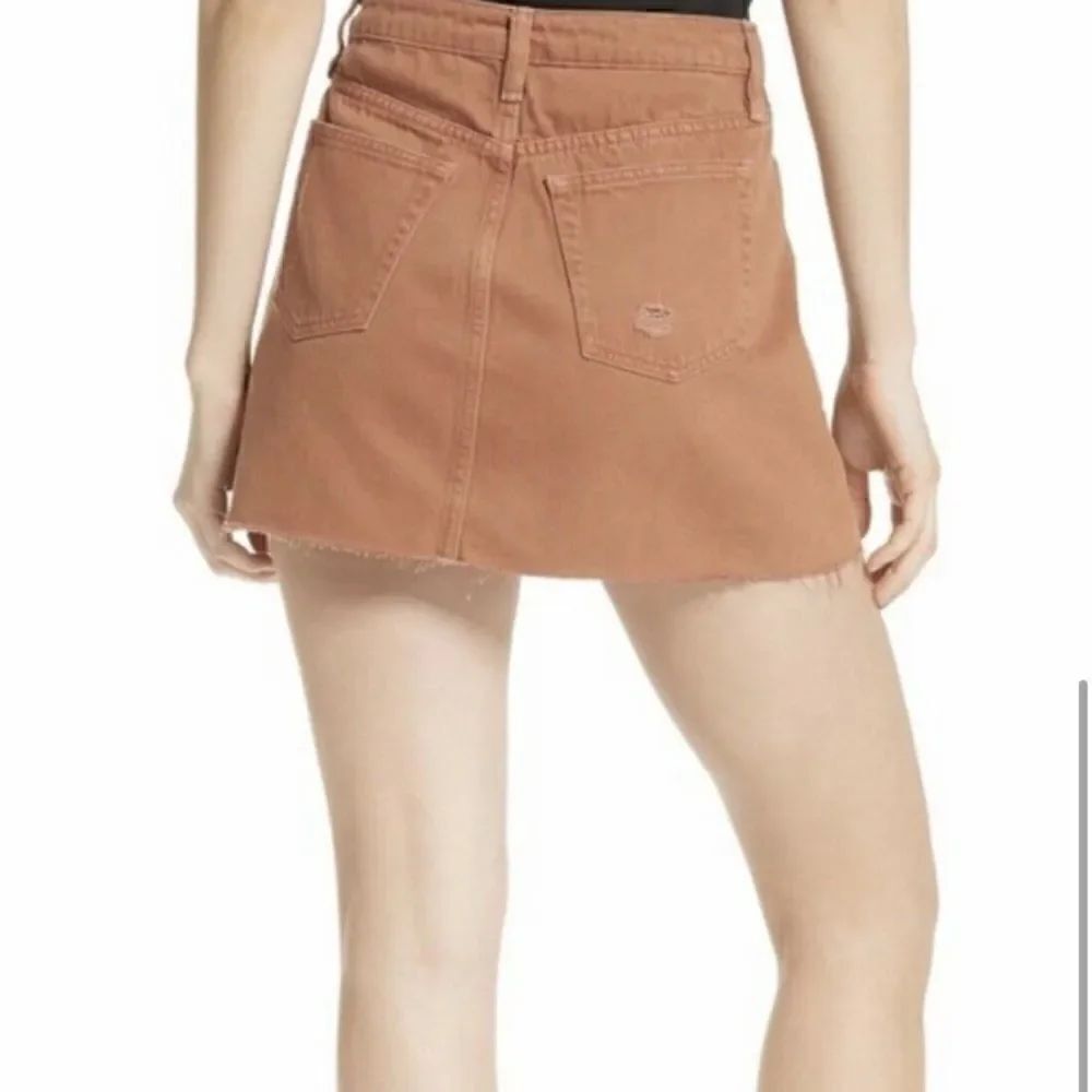 We The Free People Button Fly Distress Mini Skirt Brown Rust - Picture 4 of 10